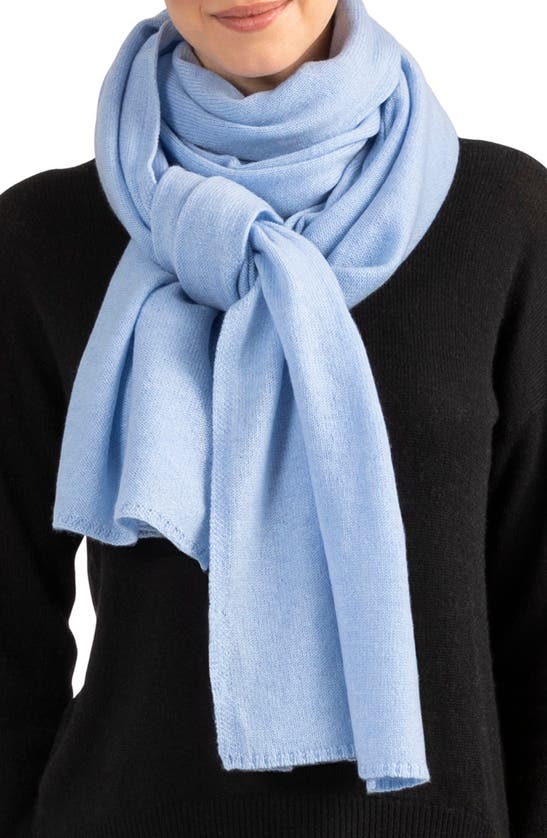 Amicale Cashmere Travel Wrap Scarf In Light Blue