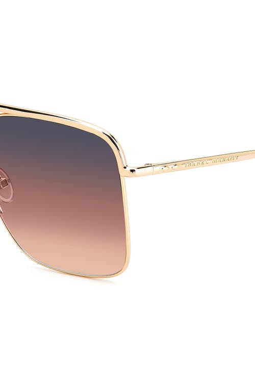 Isabel Marant Wild Metal 62mm Gradient Oversize Rectangular Sunglasses In Rose Gold/grey Pink