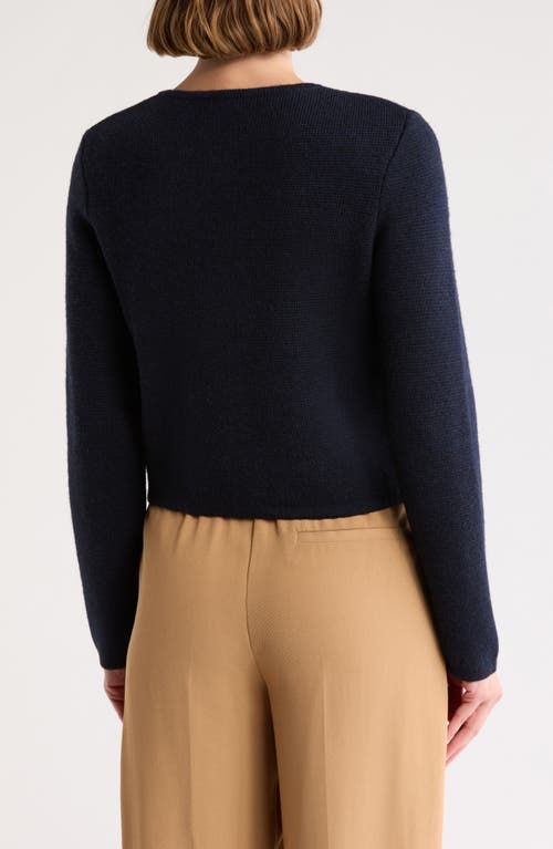 Bruno Magli Crewneck Merino Wool Cardigan In Navy