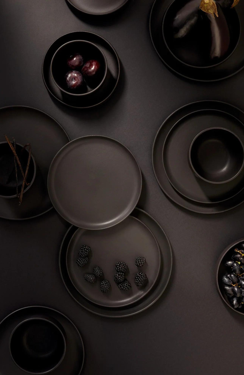 Gharyan Stoneware Tunisian 12pc Dinnerware Set In Black