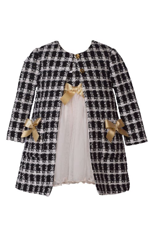 Shop Iris & Ivy Kids' Tutu Dress & Bouclé Coat Set In Black/white