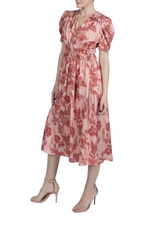 Julia Jordan Print Puff Sleeve Dress In Blush Multi