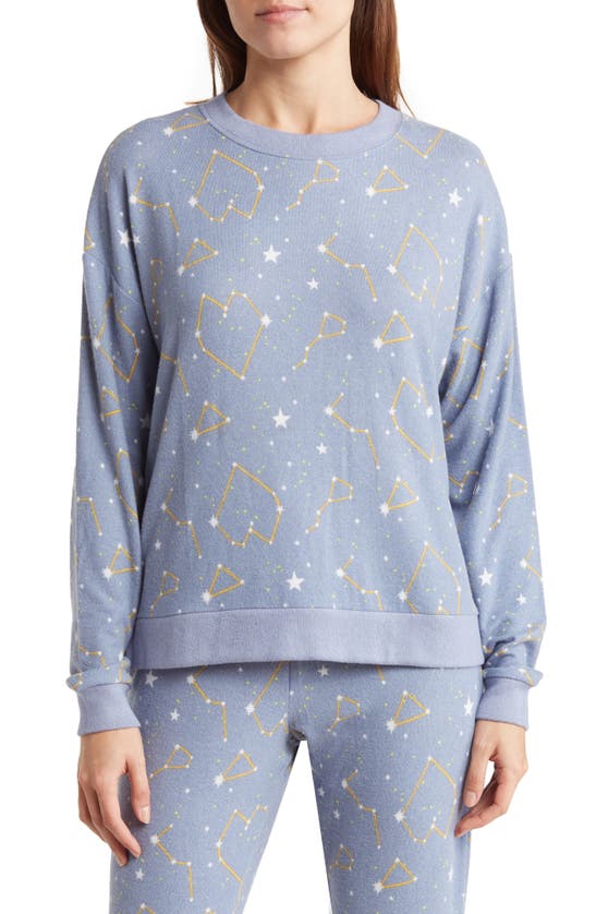 Abound Cozy Crew Neck Sweatshirt In Blue Stonewash Constellations