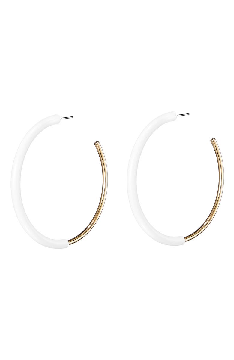 JENNY BIRD Lola Small Hoop Earrings, Main, color, GOLD/ WHITE