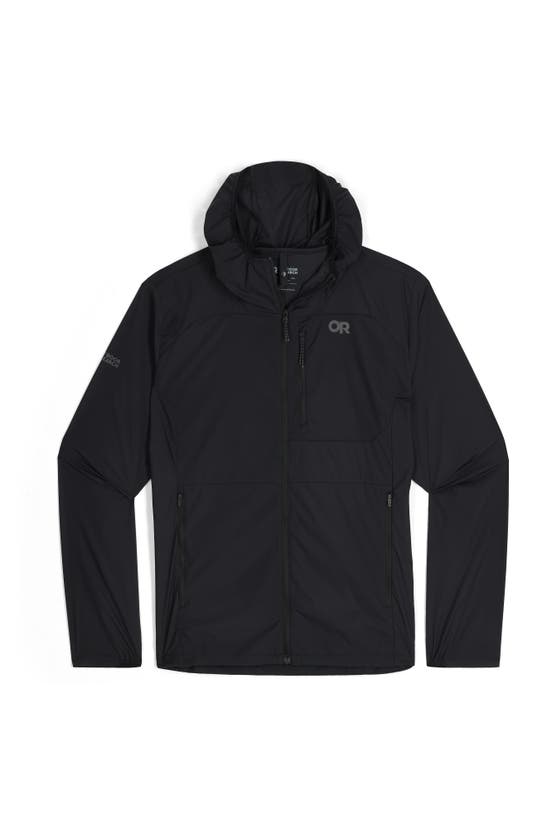 Shop Outdoor Research Shadow Wind Zip-up Hoodie In Black