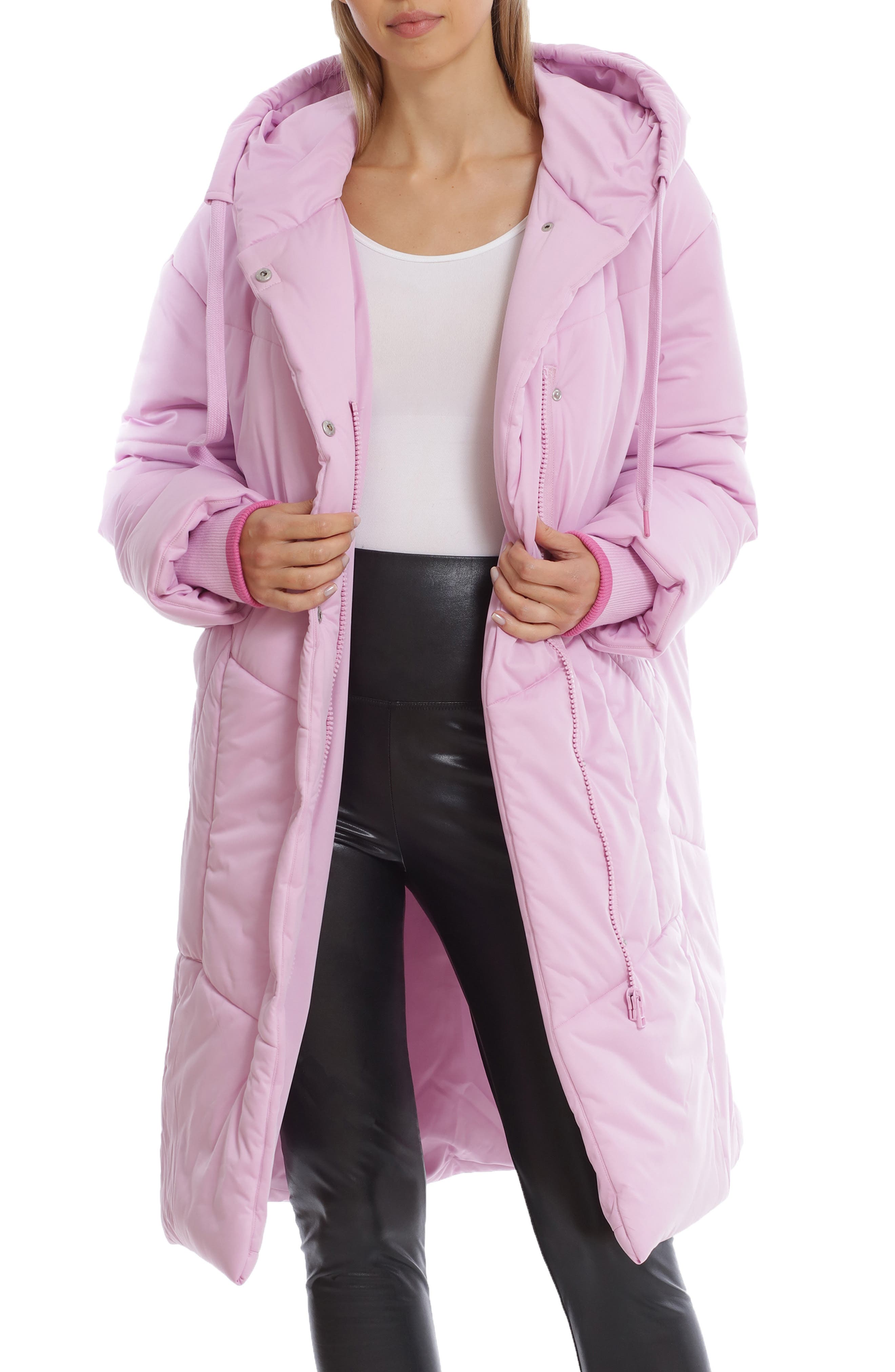 pink puffer coat