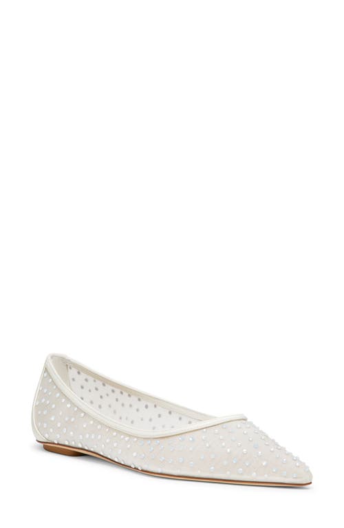 Shop Stuart Weitzman Emilia Mesh Flat In White/frosted White