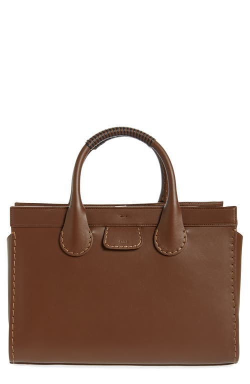 Chloé Large Edith Leather Tote Bag in Mocha Brown