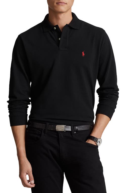 Shop Polo Ralph Lauren Cotton Piqué Long Sleeve Polo In Polo Black