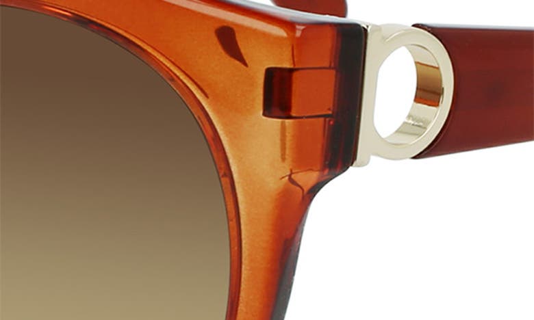 Shop Ferragamo Gancini 53mm Round Sunglasses In Crystal Caramel