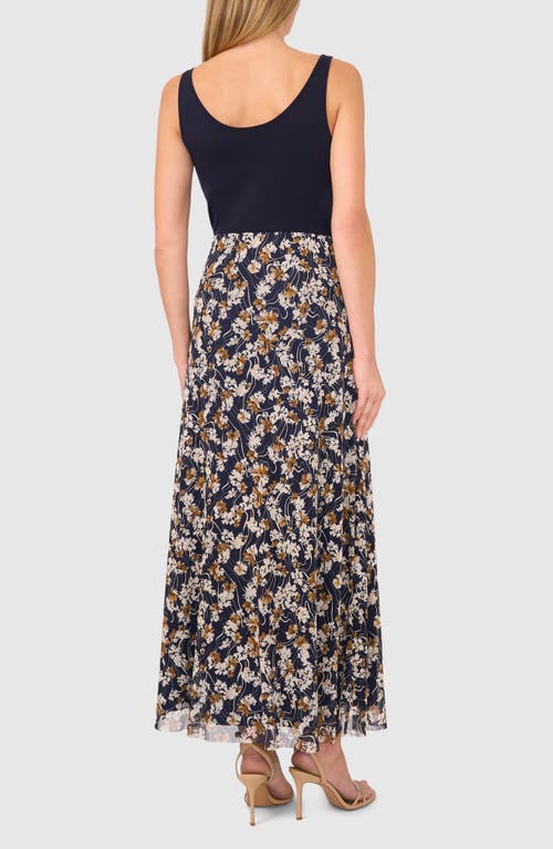 Shop Halogenr Halogen(r) Floral Pull-on Mesh Maxi Skirt In Classic Navy Blue Floral