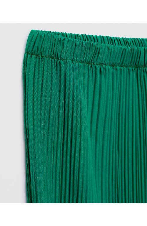 Shop Mango Pleated Wide Leg Pants In Emerald Green