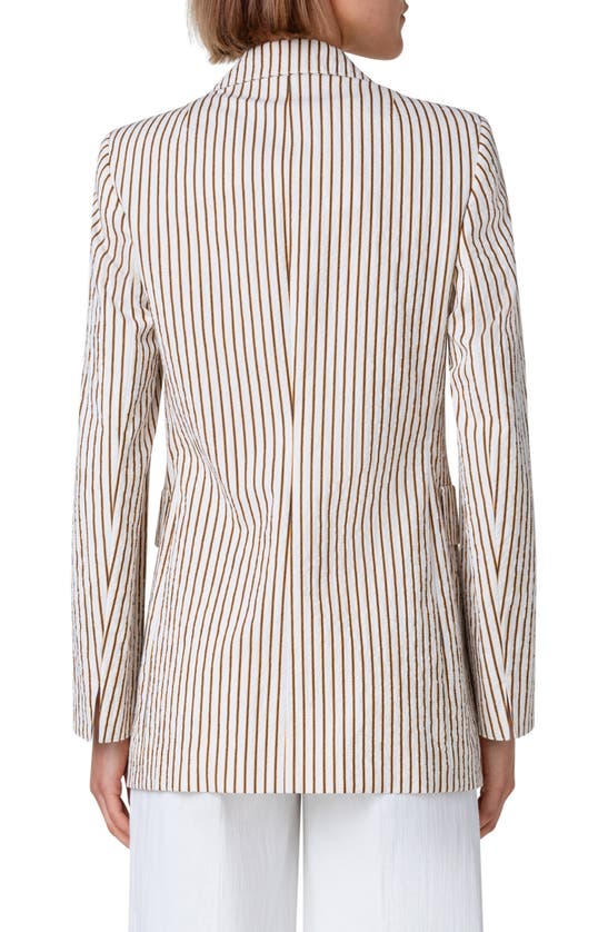 Shop Akris Punto Stripe Double Breasted Seersucker Blazer In Cream-sun-black