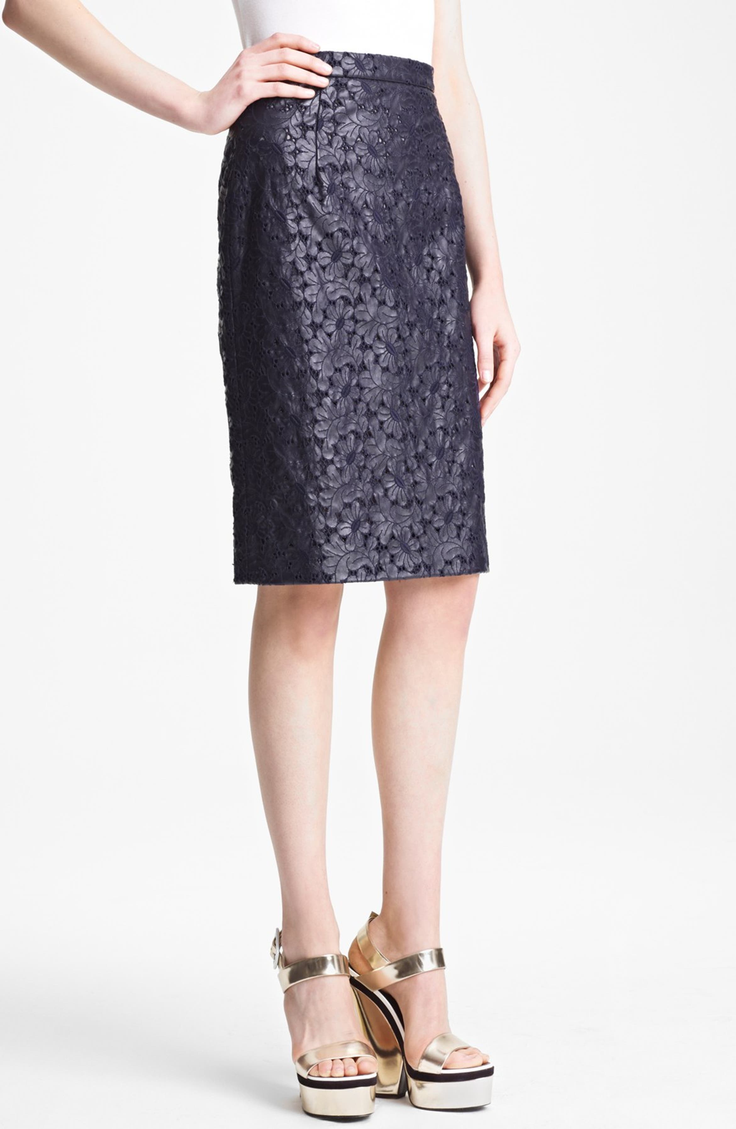 Erdem 'Embroidery Anglais' Faux Leather Pencil Skirt | Nordstrom