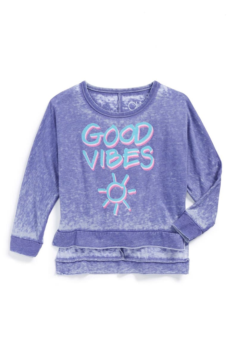 Chaser 'Good Vibes' Graphic Burnout High/Low Tee (Big Girls) | Nordstrom