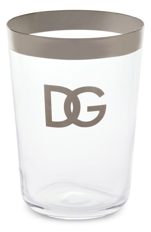 Shop Dolce & Gabbana Dolce&gabbana Dg Logo Set Of 2 Soft Drinks Glasses In Trasp/silver