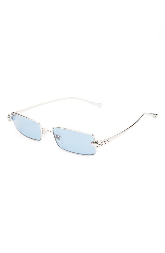 Shop Cartier 54mm Polarized Rectangular Sunglasses In Silver