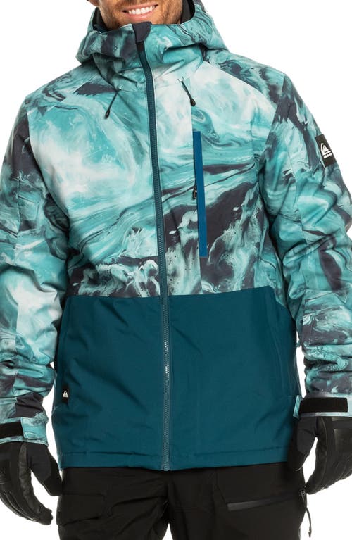 Mission Print Waterproof Jacket in Majolica Blue