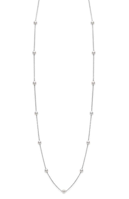 Mikimoto Akoya Pearl Station Necklace in White Gold at Nordstrom, Size 32 In