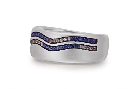 Luvmyjewelry Lifes A Beach Blue Sapphire & Topaz Silver Band Men Ring In Silver