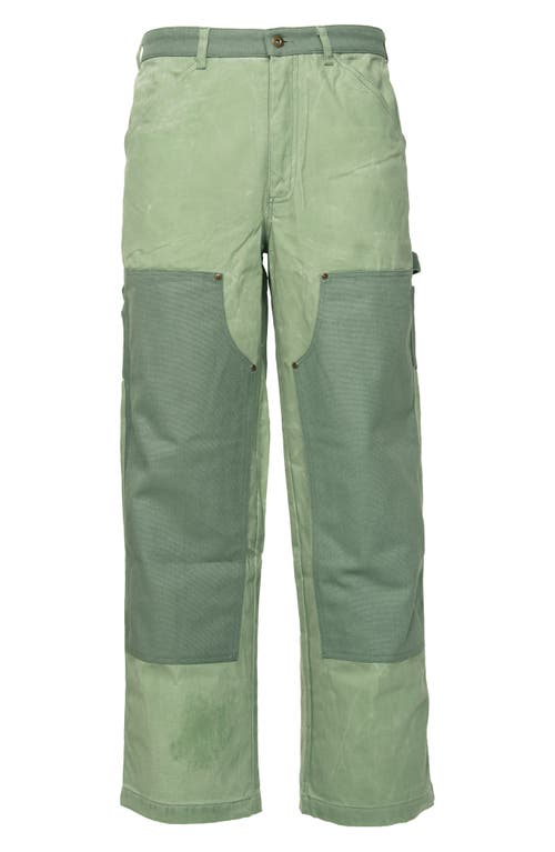 Double Knee Wax Cotton Carpenter Pants in Green