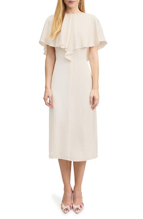 Sadie Overlay Crepe Midi A-Line Dress