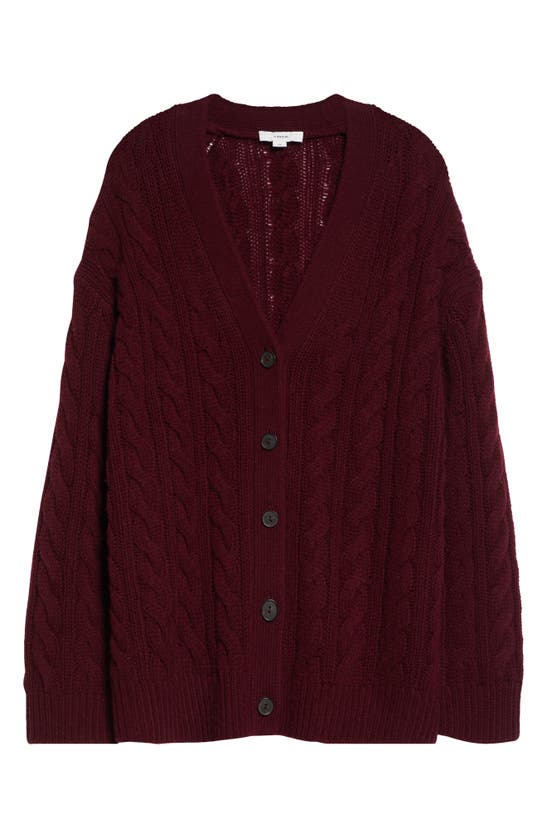 Shop Vince Oversize Wool & Cashmere Cable Cardigan In Cherry Wine