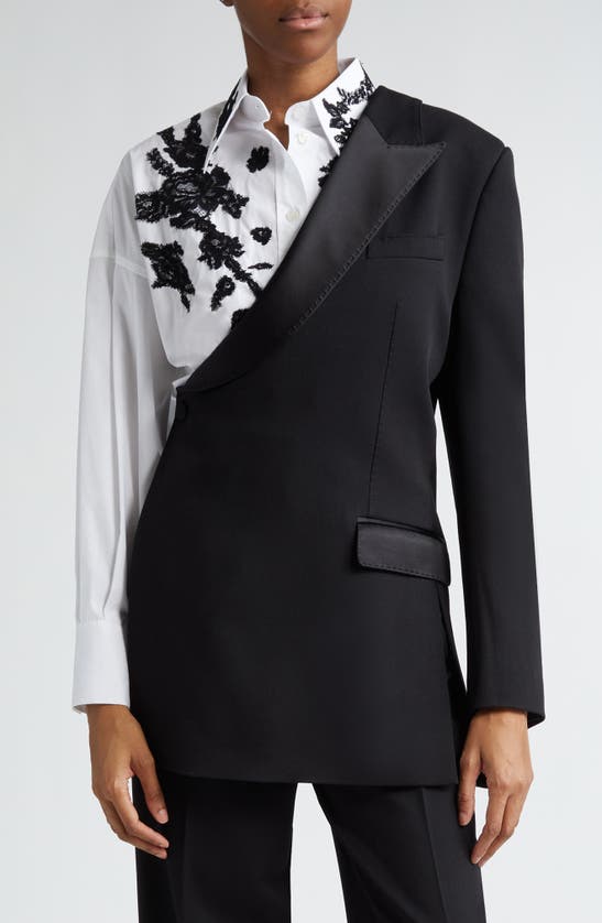 Dolce & Gabbana One-shoulder Wool Gabardine Jacket In N0000 Nero