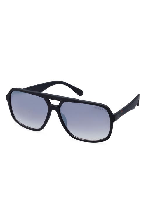 Shop Guess 61mm Pilot Sunglasses In Matte Black/smoke Mirror