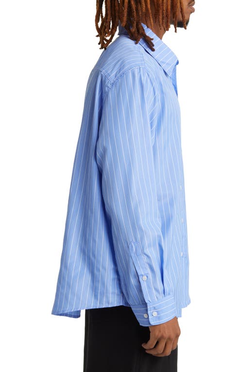 Shop Checks Big Stripe Button-up Shirt In Blue/white
