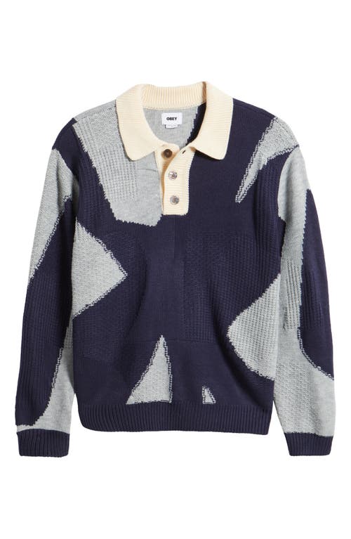 Shop Obey Luca Mix Stitch Sweater In Heather Grey Multi