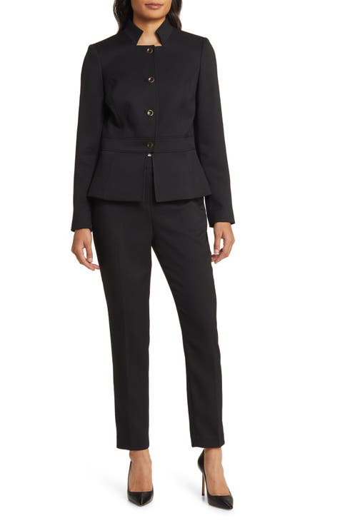 Rongm Women's Suit Set Adjustable Belted Blazer & Pants Set