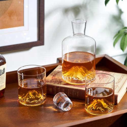 Viski Mountain 3-piece Crystal Liquor Decanter And Tumbler Set In Clear