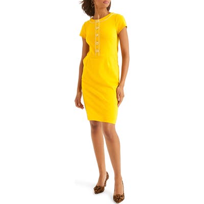Boden Gracie Ponte Sheath Dress, Yellow