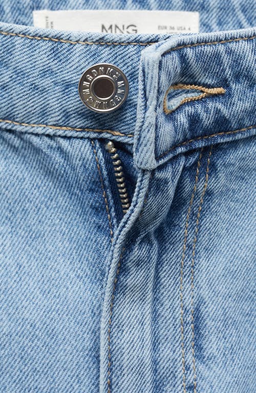 Mango Pleat Front Fluid Straight Leg Jeans In Open Blue