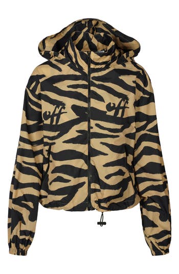 OFF-WHITE OFF-WHITE ATHLETIC ZEBRA PRINT HOODED NYLON JACKET