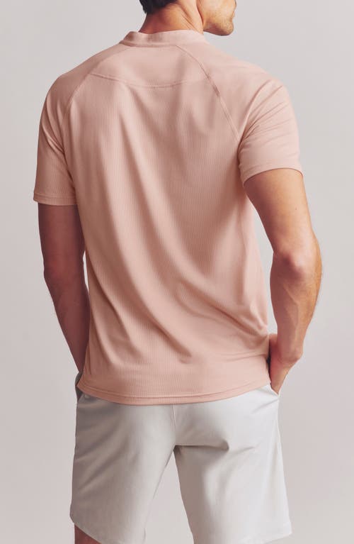 Shop Rhone Delta Piqué Performance Henley In Rose Dust