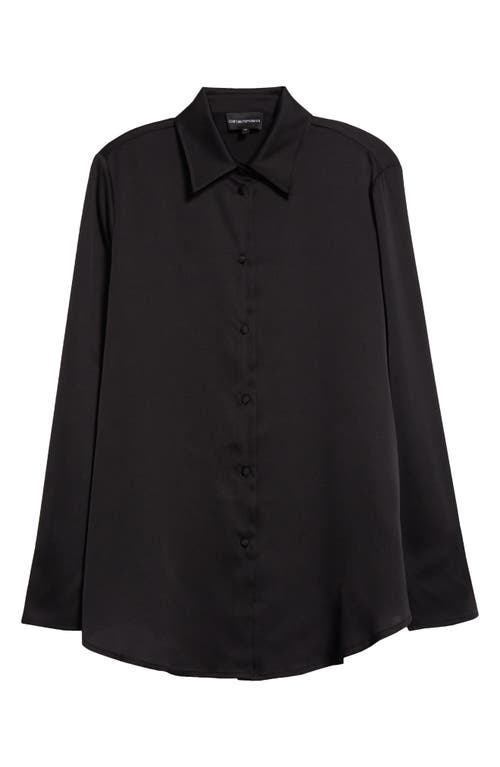 Shop Emporio Armani Back Button Satin Shirt In Solid Black