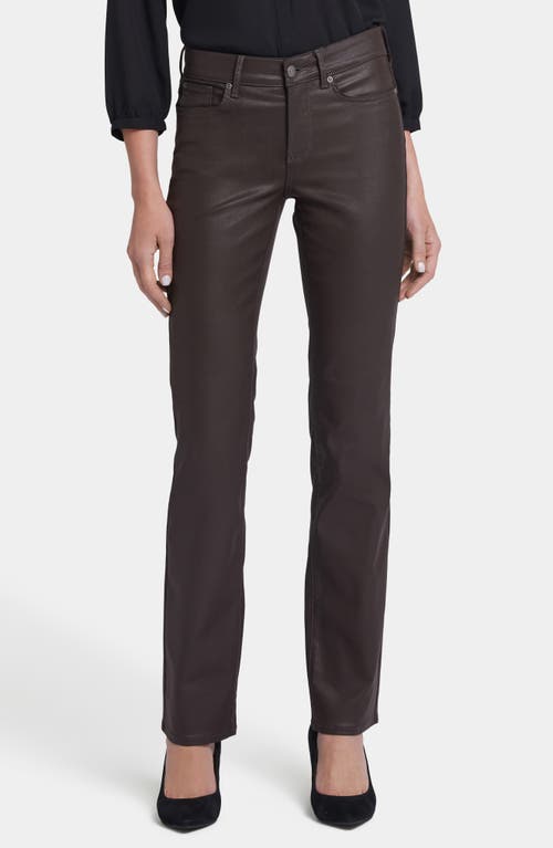 Nydj Marilyn Coated Straight Leg Jeans In Coffee Bean Coated