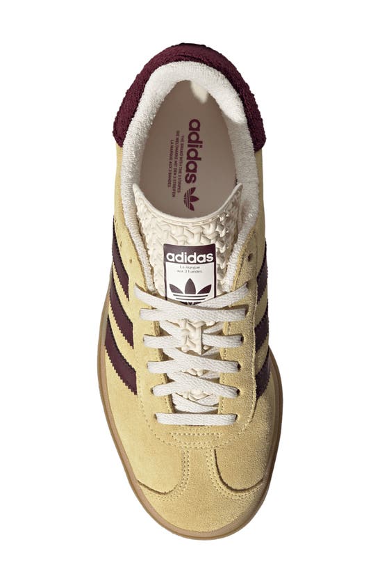 Shop Adidas Originals Gazelle Bold Platform Sneaker In Yellow/ Maroon/ Wonder White