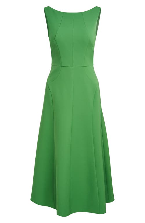 Shop Kay Unger Amari Sleeveless Stretch Crepe Midi Cocktail Dress In Lush Green