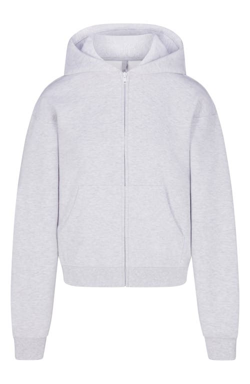 Shop Skims Cotton Blend Classic Fleece Zip-up Hoodie In Light Heather Grey