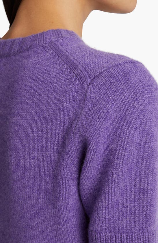 Shop Khaite Luphia Short Sleeve Cashmere Sweater In Violet