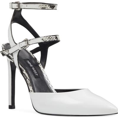 Nine West Kimi Open Back Halo Strap Pump, White