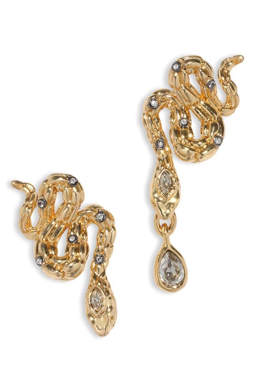 Alexis Bittar Serpent Crystal Drop Earrings in Gold Crystals 