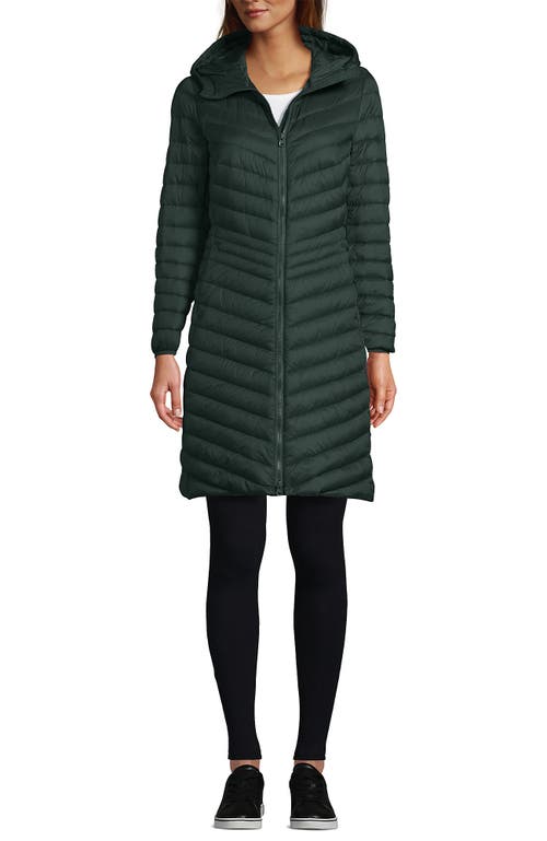 Shop Lands' End Ultralight Packable Long Down Coat In Evening Forest