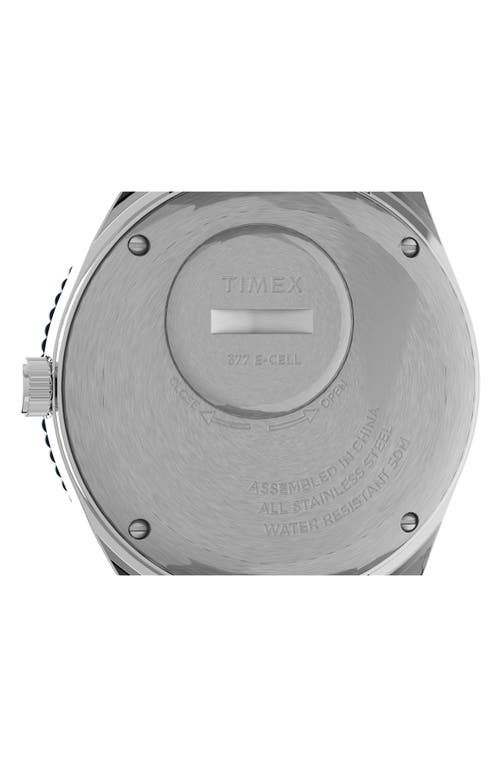 Timex ® Q  Silicone Strap Watch, 38mm In Silver/blue/blue