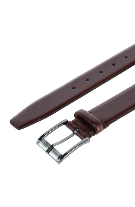 Shop Trafalgar Solid Leather Belt In Mahogany