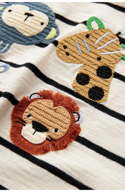 NEXT NEXT KIDS' ANIMAL APPLIQUÉ STRIPE LONG SLEEVE COTTON GRAPHIC T-SHIRT 