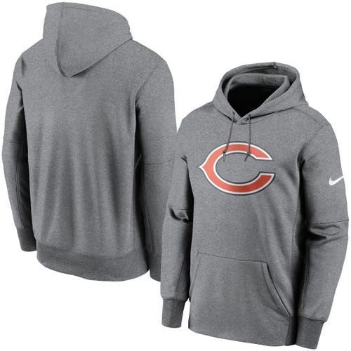 Men's Nike Heathered Charcoal Chicago Bears Fan Gear Primary Logo Therma Performance Pullover Hoodie in Heather Charcoal